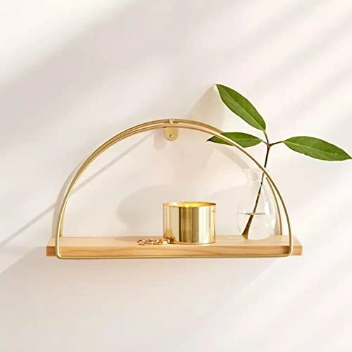 Golden D Shape Floating Shelve-4