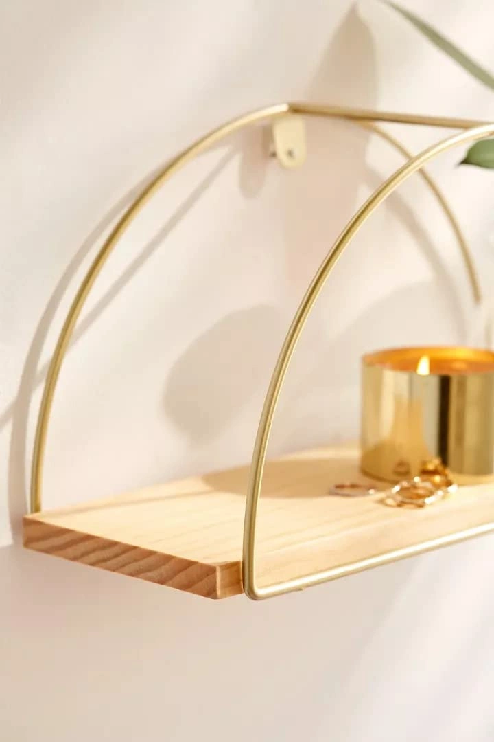 Golden D Shape Floating Shelve-2