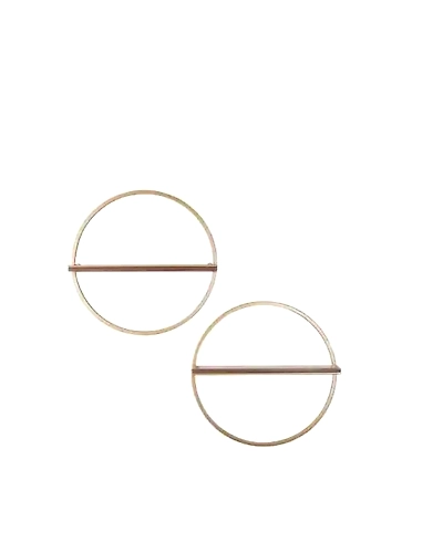 Wood and Gold Metal Wall-Mount Round Floating Shelf (Set of 2) 15 x 15 x 4-2