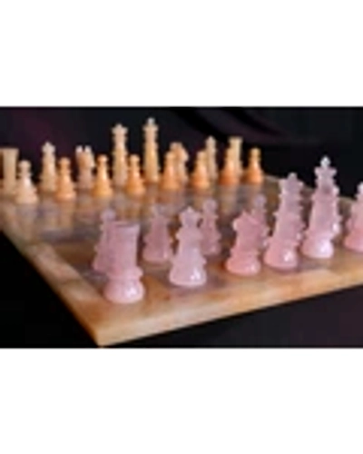 Gemstone Chess Set (Rose quartz and yellow aventurine stones)-4