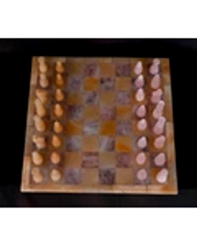 Gemstone Chess Set (Rose quartz and yellow aventurine stones)-5
