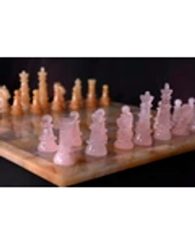 Gemstone Chess Set (Rose quartz and yellow aventurine stones)-6