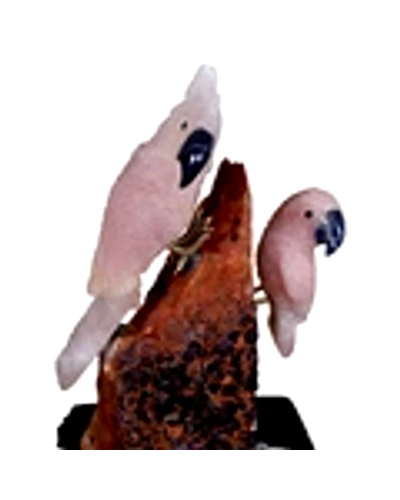 Gemstone Parrot Family (rose quartz and amethyst stones)-5