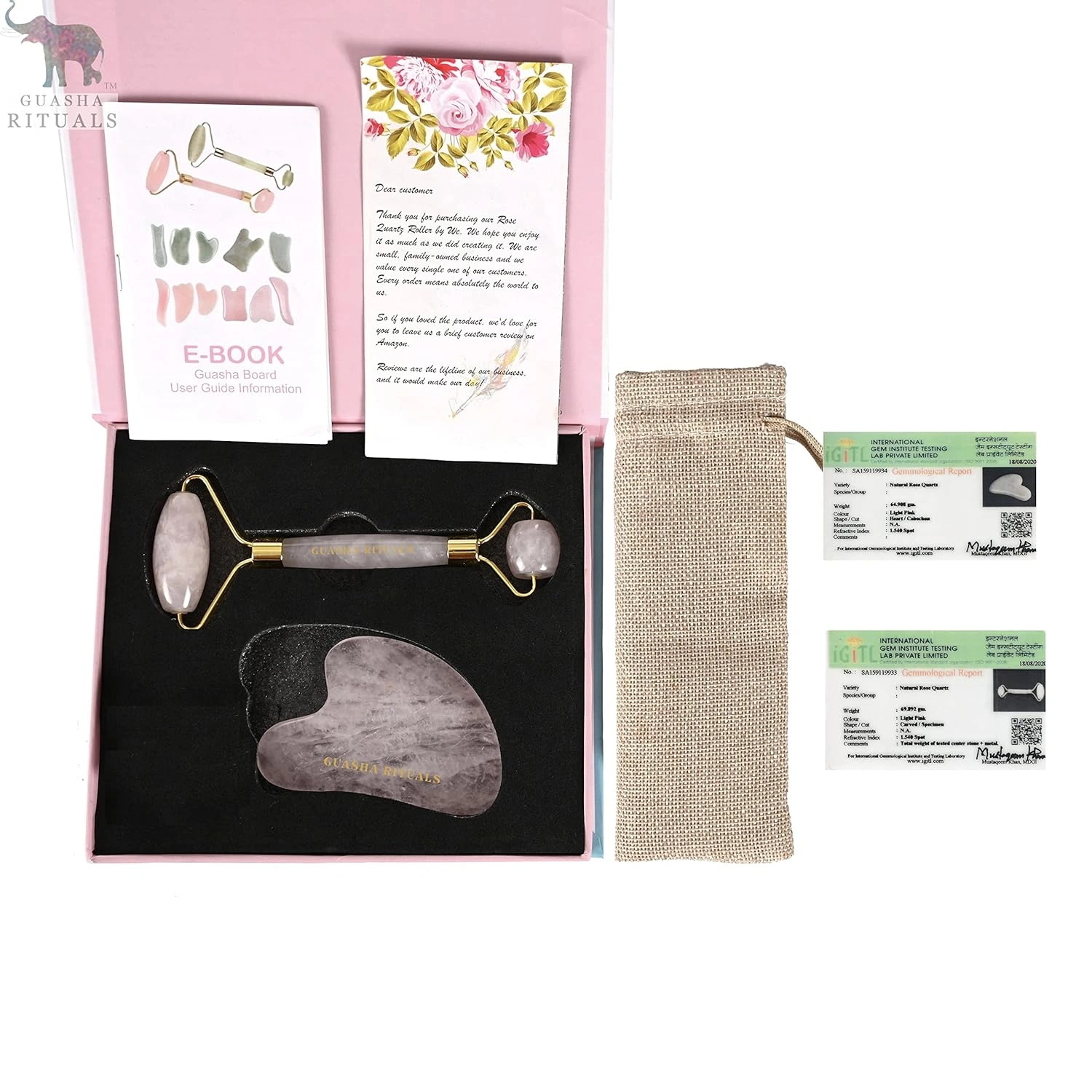 Combo gift pack Rose Quartz Roller and Guasha Skin Care-12647073