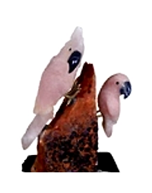 Gemstone Parrot Family (rose quartz and amethyst stones)