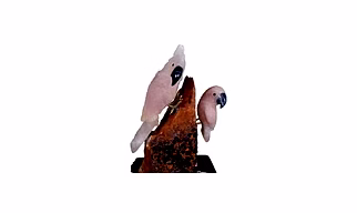 Gemstone Parrot Family (rose quartz and amethyst stones)