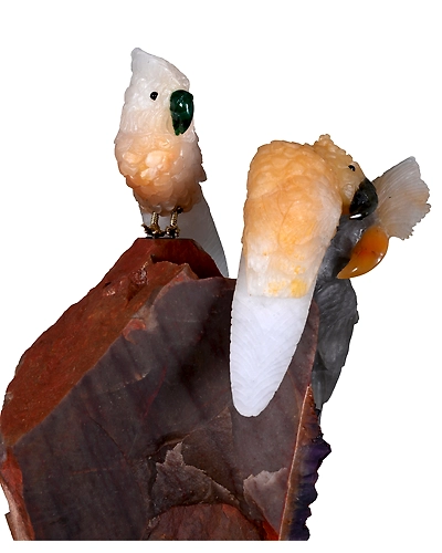 Gemstone Parrot Family (rose quartz and amethyst stones)-1
