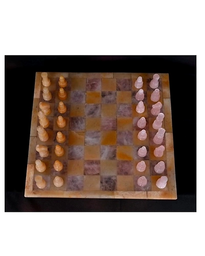 Gemstone Chess Set (Rose quartz and yellow aventurine stones)-1