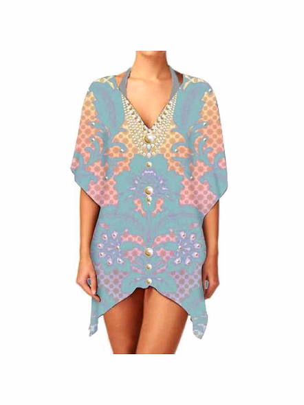 Stylish Women Kaftan Dress Elegant, Lightweight Fabric, Perfect for Casual Beachwear, Everyday Outings &amp; Sexy Daily Wear @ Short Length Kaftan-Kar1001