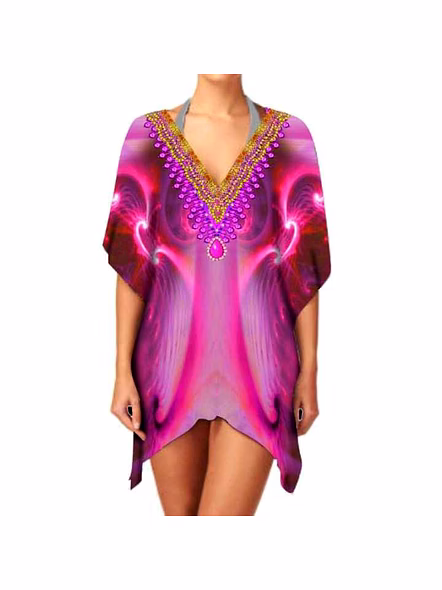 Women's Short-Sleeved Kaftan Dress Soft Breathable Fabric V-Neck Casual Beachwear for Summer Holidays Sexiness Digital Printing @ Short Length Kaftan