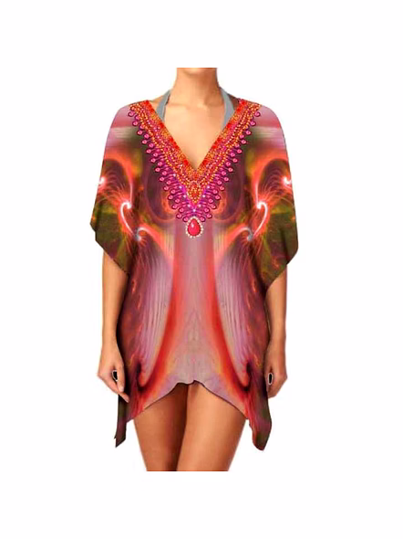 Women's Stylish Trendy Kaftan Dress Short Length V-Neck Breathable Lightweight Fabric Summer Casual Party Wear Sexiness Digital @ Short Length Kaftan