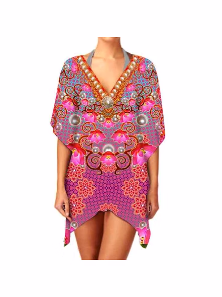 Stylish Women's Short Kaftan Dress Trendy Elegant Breathable Fabric for Casual Sexiness Beach Party Wear 1 Piece @ Short Length Kaftan