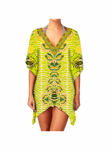 Women's Stylish V-Neck Kaftan Tunic Dress Breathable Lightweight Fabric for Summer Casual Beachwear Digital Printed Sexiness @ Short Length Kaftan