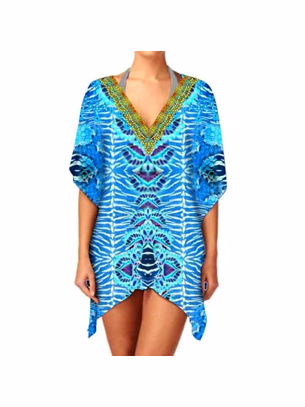 Women's Trendy V-Neck Kaftan Dress Short Sleeve and Stylish Breathable Fabric Casual Sexiness Summer Wear Beach Outfits 1 Piece @ Short Length Kaftan