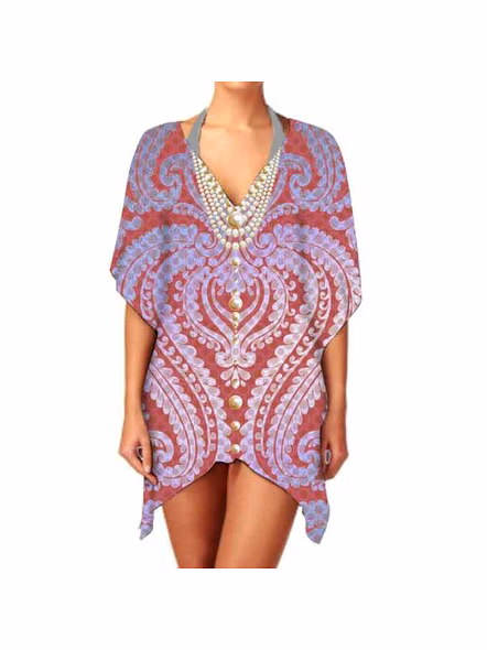 Trendy Women's V-Neck Kaftan Dress Casual One-Piece Beachwear with Breathable Lightweight Fabric for Summer Short Style @ Short Length Kaftan