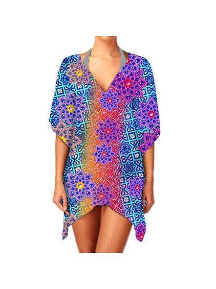 Elegant Women's Trendy Kaftan Dress V-Neck Casual Summer Beachwear Sexiness Short Design for Stylish Outings One-Piece Style @ Short Length Kaftan