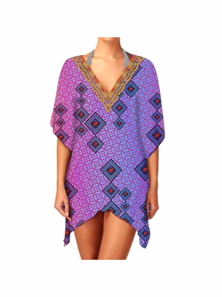 Women's Stylish Trendy V-Neck Kaftan Dress One-Piece Short Length Lightweight Breathable Fabric Summer Casual Party Wear @ Short Length Kaftan