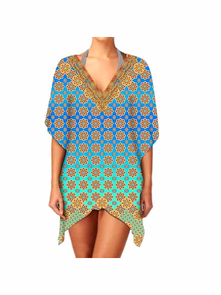 Trendy Women's V-Neck Kaftan Dress Breathable Summer Casual Beachwear for Beach Sexiness Outings Parties Digital Printed Bikini @ Short Length Kaftan