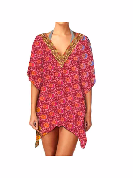 Stylish Women's Elegant V-Neck Short Kaftan Dress One-Piece Summer Casual Outings Beachwear for Daily Wear Sexiness Fashionable @ Short Length Kaftan