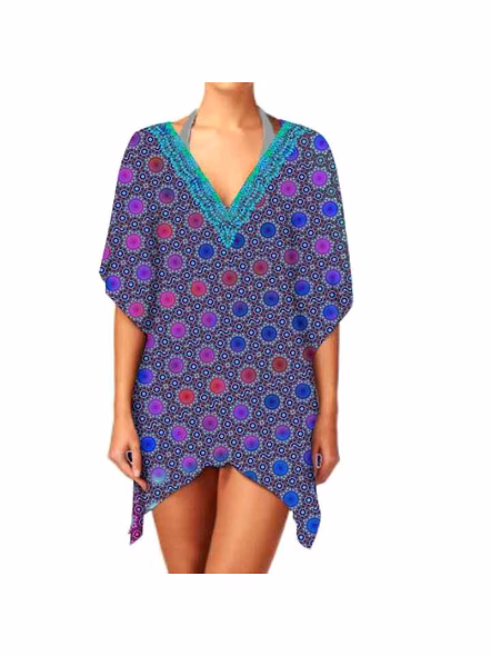 Stylish Trendy Women's Short-Length Kaftan Dress V-Neck One-Piece Casual Summer Party Wear Made Soft Lightweight Fabric Exuding @ Short Length Kaftan