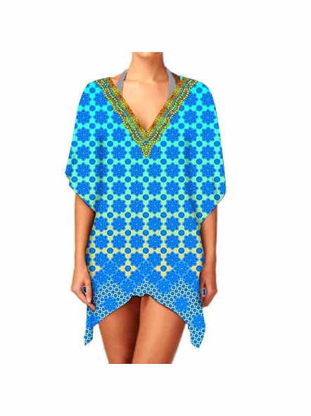 Stylish Comfortable Women's V-Neck Short Kaftan Dress Breathable Fabric Casual Summer Beach Wear for Outings 1 Piece @ Short Length Kaftan