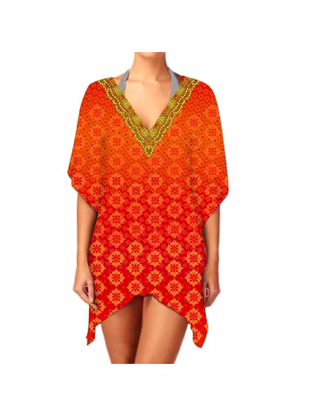 Trendy Women's One-Piece V-Neck Kaftan Dress Breathable Fabric Casual Summer Outings & Parties-Digital Printing @ Short Length Kaftan