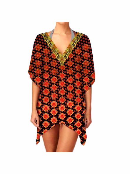Elegant Comfortable Women's Short Kaftan Dress Breathable Fabric for Summer Casual Outings Beach Trips Parties V-Neck Digital @ Short Length Kaftan