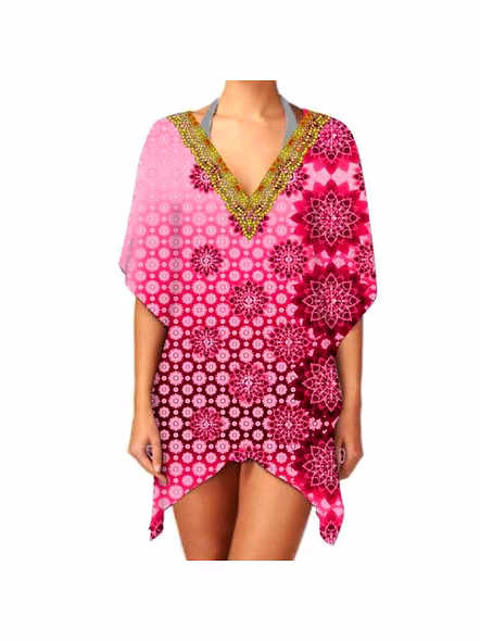 Women's Summer Casual Party Wear Stylish Trendy V-Neck Kaftan Dress Short Length Lightweight Breathable Fabric Bikinis Beachwear @ Short Length Kaftan