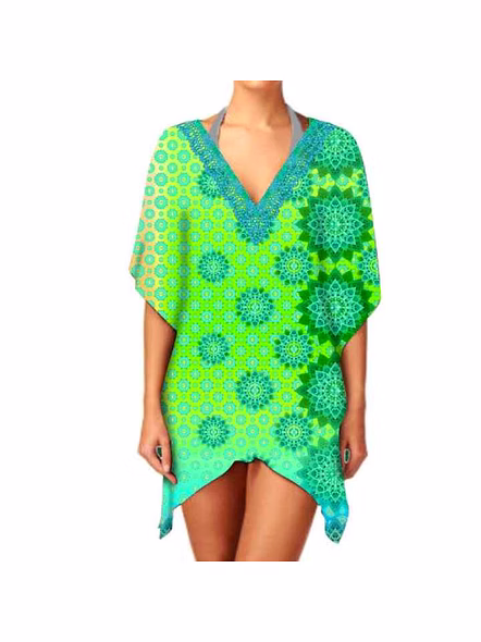 Women's Summer Casual Kaftan Dress Comfortable Loose Fit One-Piece V-Neck Digital Printing Soft Lightweight Fabric Sexy @ Short Length Kaftan-Kar1065