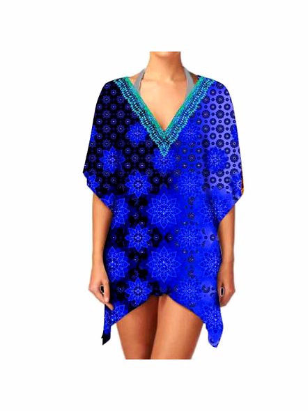 Women's Trendy Stylish Summer Casual Kaftan Dress V-Neck Digital Printed One-Piece Soft Lightweight Fabric Party Wear @ Short Length Kaftan-Kar1069