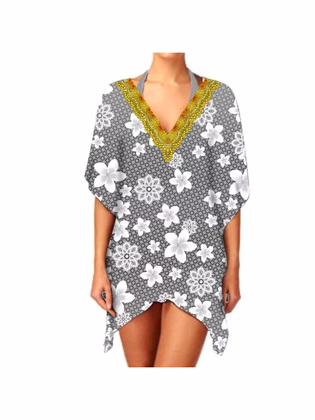 Trendy &amp; Fashionable Women's V-Neck Short Kaftan Dress Breathable Fabric Digital Printed for Casual Wear Summer Sexiness Parties @ Short Length Kaftan-Kar1073