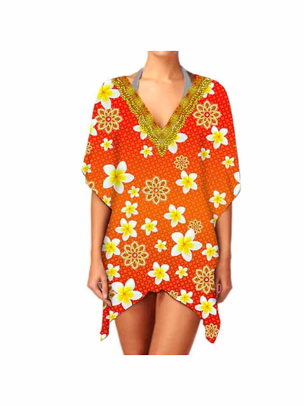 Best Quality Traditional Print Short Kaftan for Women Indian Beach Sexiness Fashion Bikinis &amp; Beachwear for Sale @ Short Length Kaftan-Kar1076