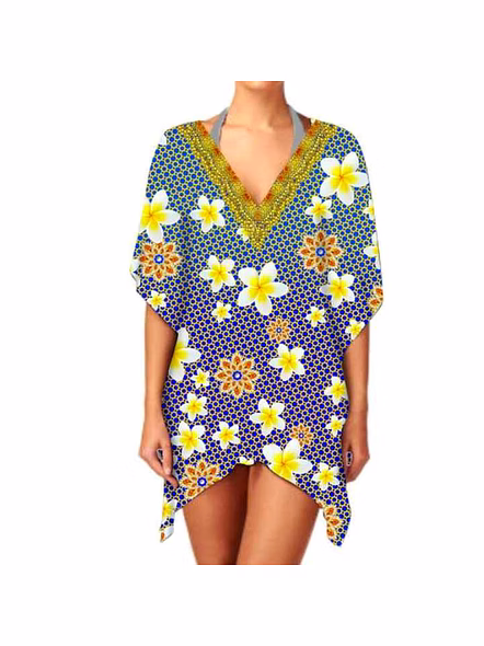 Trendy Ladies Summer Kaftan Dress Comfortable 1-Piece, Loose Fit, Soft &amp; Breathable Fabric, Perfect for Sexy Summer Wear @ Short Length Kaftan-Kar1078