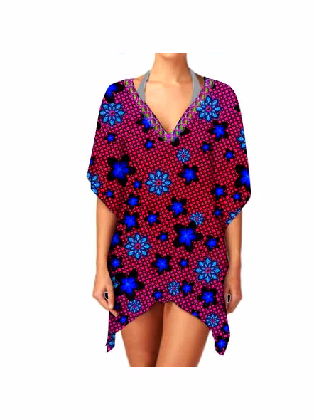 Comfortable Loose Fit Short Kaftan Dress for Women Soft, Lightweight Fabric, Perfect for Sexy Summer Wear &amp; Beach Outfits @ Short Length Kaftan-Kar1087