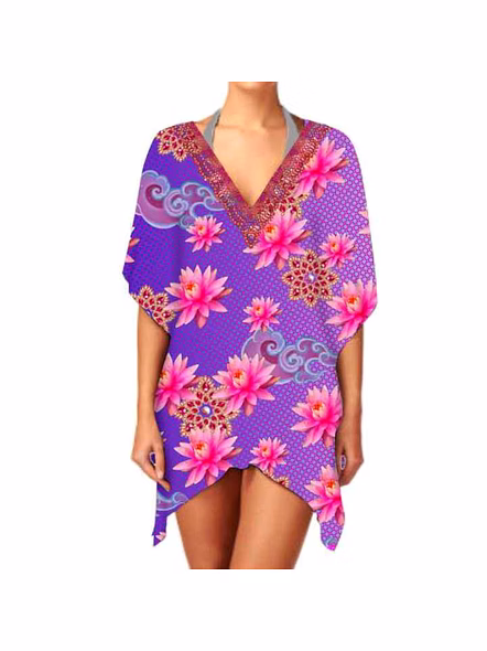 Lightweight Short Kaftan Dress for Women Breathable Fabric, Ideal for Sexy Summer Beachwear, Casual &amp; Holiday Outfits @ Short Length Kaftan-Kar1092