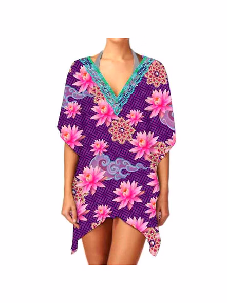 Women Short Kaftan Tunic Dress Elegant &amp; Breathable Fabric, Perfect for Sexy Summer Beachwear, Party Wear &amp; Casual Occasions @ Short Length Kaftan-Kar1094