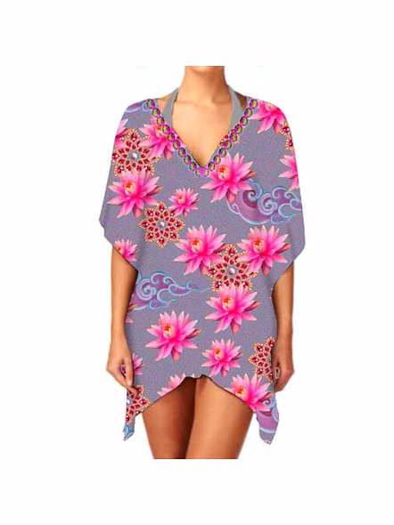 Elegant Short Kaftan Dress for Women Trendy Loose Fit, Sexy Summer Wear &amp; Stylish Beachwear, Perfect for Vacation &amp; Outings @ Short Length Kaftan-Kar1097