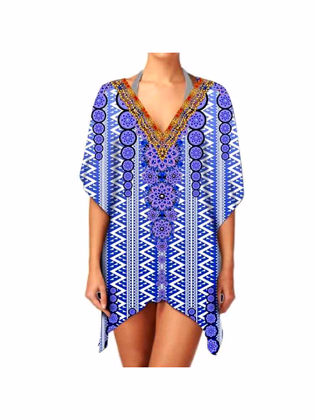 Fashionable Short Sleeve Kaftan for Women Lightweight, Breathable Fabric, Sexy Summer Wear, Available in Various Colors @ Short Length Kaftan-Kar1104