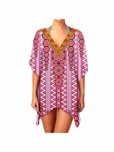 Elegant Womens Short Kaftan Dress Made with Soft Fabric Suitable for Beachwear Sexiness Wear Casual Outings Fashionable Trendy @ Short Length Kaftan-Kar1105