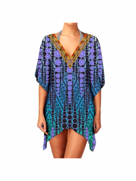 Short Length Kaftan Dress for Women Stylish, Comfortable Loose Fit, Sexy Summer Wear with Lightweight, Breathable Fabric @ Short Length Kaftan-Kar1106