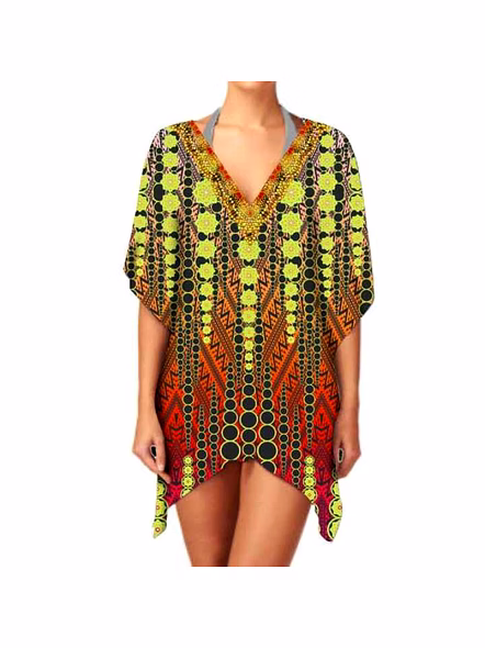 Elegant Short Kaftan Dress for Women Stylish Loose Fit, Sexy Casual &amp; Beachwear, Soft Comfortable Fabric, Available in Designs @ Short Length Kaftan-Kar1107