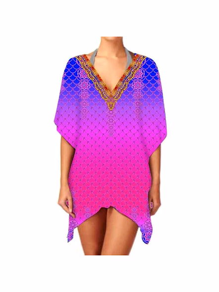 Hot Selling One-Piece Georgette Kimono for Women Lightweight Stylish Ethnic Print Elegant VNeck CoverUp for Casual Sexiness Wear @ Western Print Kimono-Kar1113