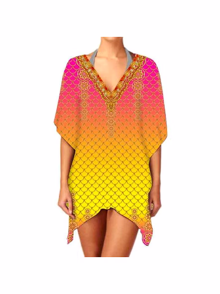 High Quality Women's Lightweight Georgette Kimono Elegant V-Neck Casual Cover Digital Printed Ethnic Style Stylish Sexiness @ Western Print Kimono-Kar1114