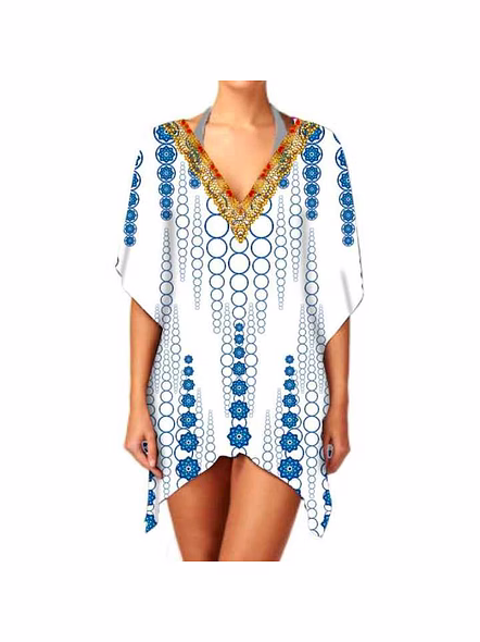 High Quality Women's Stylish Lightweight One-Piece Georgette Kimono Elegant V-Neck Ethnic Print CoverUp Casual Sexiness Layering @ Western Print Kimono-Kar1116