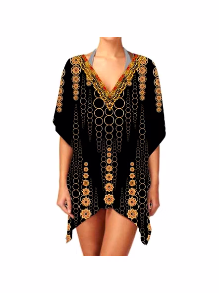 Premium Quality Women's Georgette Kimono Elegant V-Neck One-Piece Ethnic Print Lightweight Stylish Sexiness Cover Layering Use @ Western Print Kimono-Kar1117
