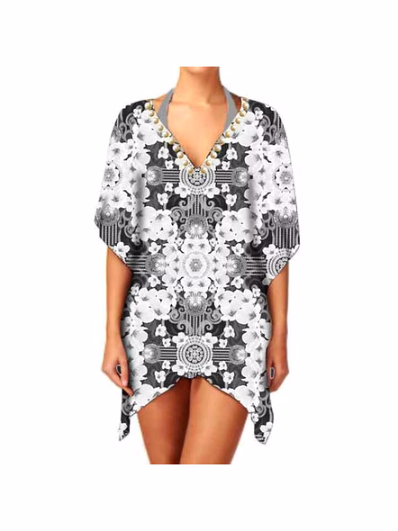 Premium Quality Women's One-Piece Georgette Kimono Elegant Stylish Lightweight Ethnic Digital Print V-Neck Casual Sexiness @ Western Print Kimono-Kar1122
