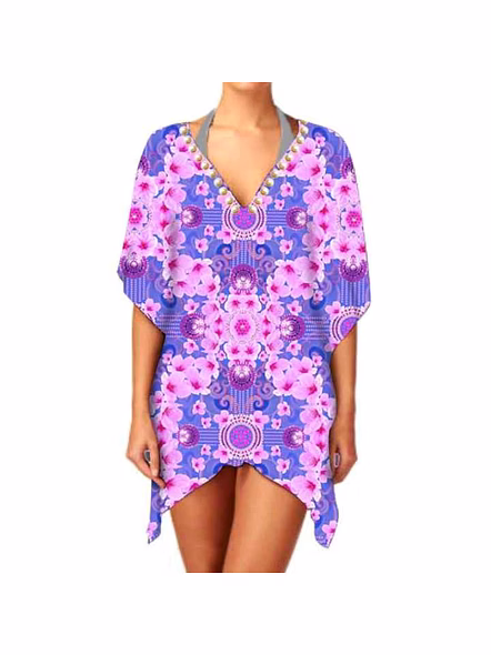 Hot Selling Women's Elegant V Neck Georgette Kimono Lightweight One-Piece Cover up Stylish Ethnic Digital Print Sexiness Outfit @ Western Print Kimono-Kar1123