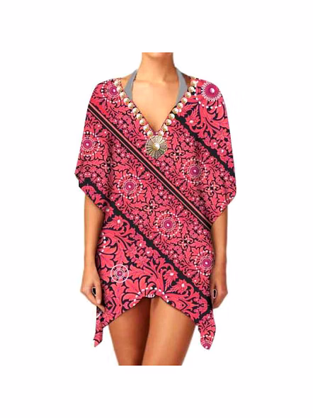 Hot Selling Women's Lightweight Stylish Georgette Ethnic Digital Print Kimono Elegant V-Neck Casual Layering Coverup Sexiness @ Western Print Kimono-Kar1128