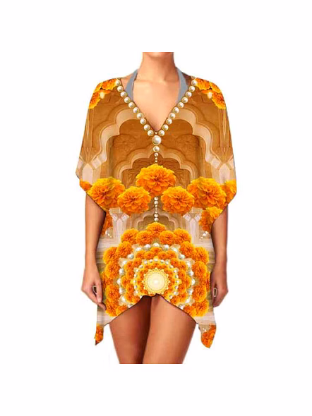 Elegant Women's Lightweight Georgette Kimono High Quality Digital Print V-Neck Stylish Sexiness Casual Ethnic Print 1 Piece @ Western Print Kimono-Kar1139