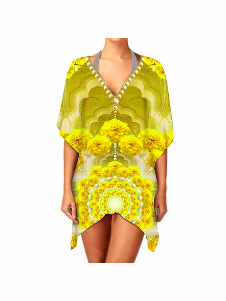 Best Quality Women's Stylish V Neck Georgette Kimono Elegant Casual Ethnic Digital Print Lightweight and Sexiness 1 Piece @ Western Print Kimono-Kar1140